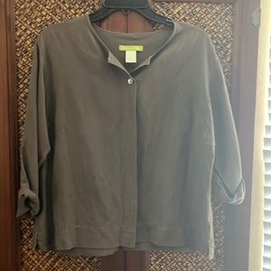 Sigrid Olsen linen blend jacket with abalone buttons.Brown/Medium